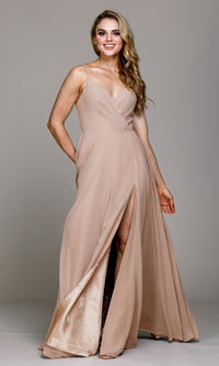 Simple V-Neck Long A-Line Prom Dress 477