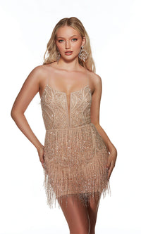 Alyce Strappy-Back Short Fringed Hoco Dress 4807