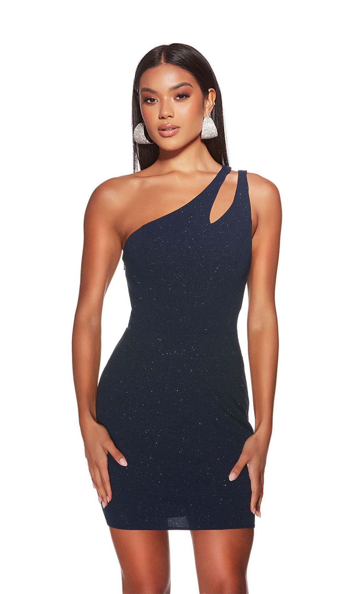 Alyce One-Shoulder Short Glitter Hoco Dress 4822