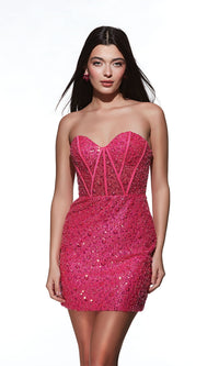 Alyce Strapless Sequin Mini Homecoming Dress 4825