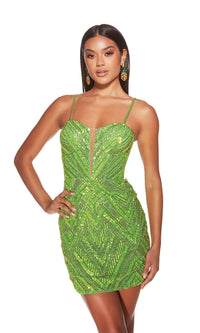 Alyce Plunging V-Neck Short Beaded Hoco Dress 4840