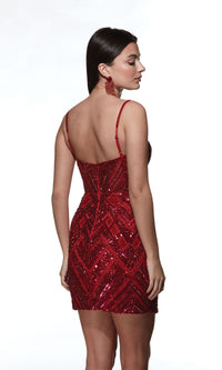 Alyce Plunging V-Neck Short Beaded Hoco Dress 4840