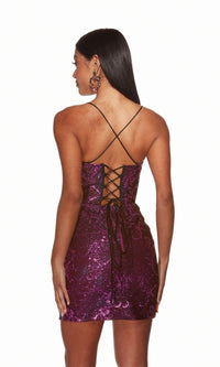 Alyce Sequin-Mesh Short Magenta Hoco Dress 4859