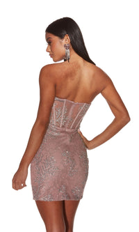 Strapless Sweetheart Short Glitter Hoco Dress 4865