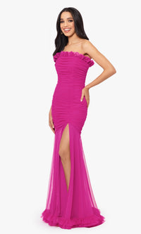 Hot Pink Strapless Long Prom Dress 4868BN