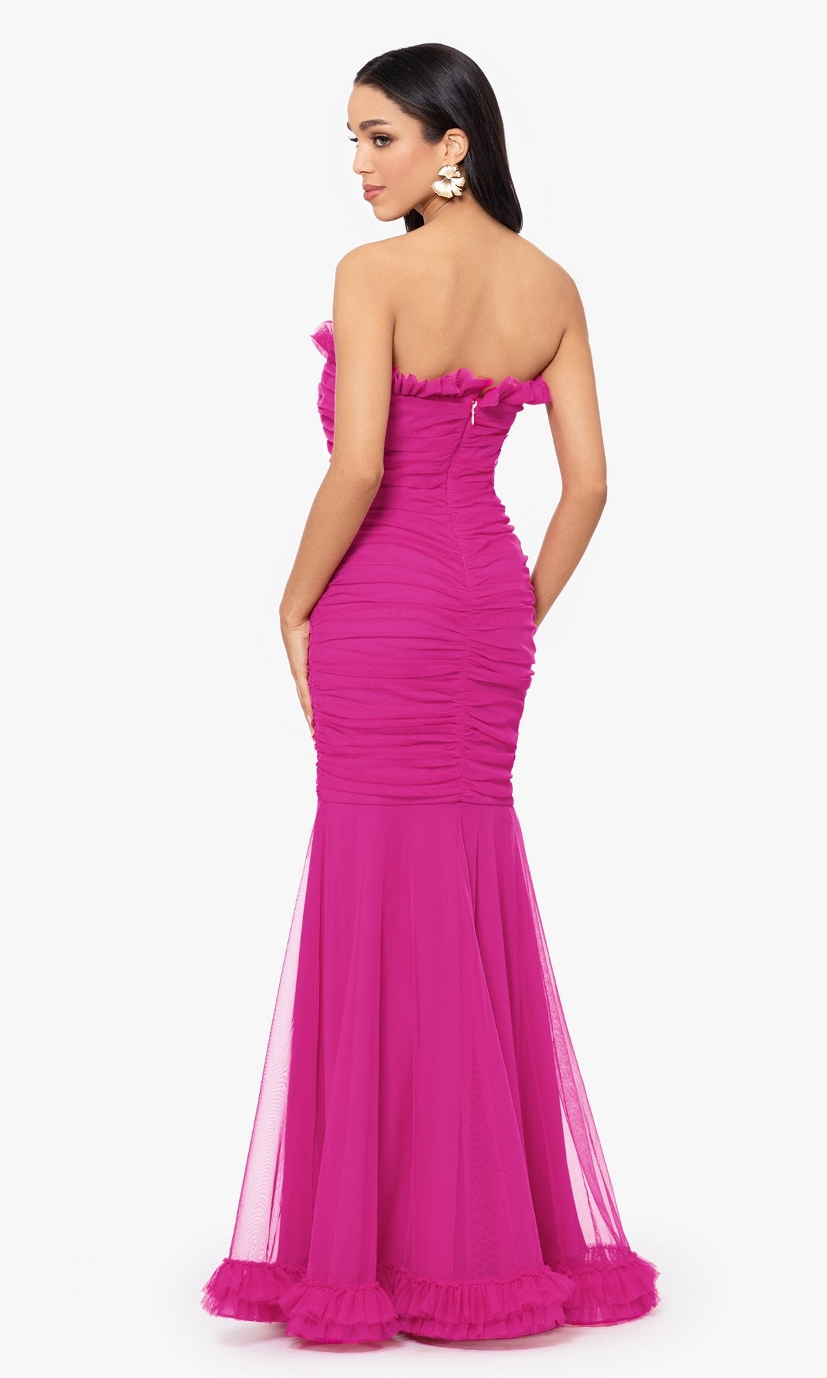 Hot Pink Strapless Long Prom Dress 4868BN