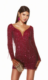 Alyce Long-Sleeved Short Sequin Party Dress 4873