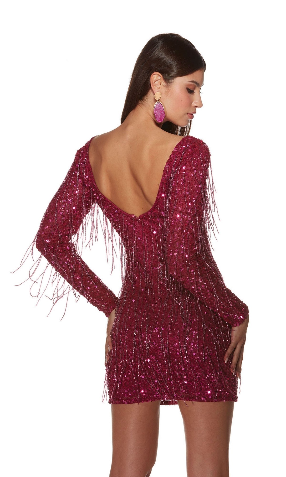 Alyce Long-Sleeved Short Sequin Party Dress 4873