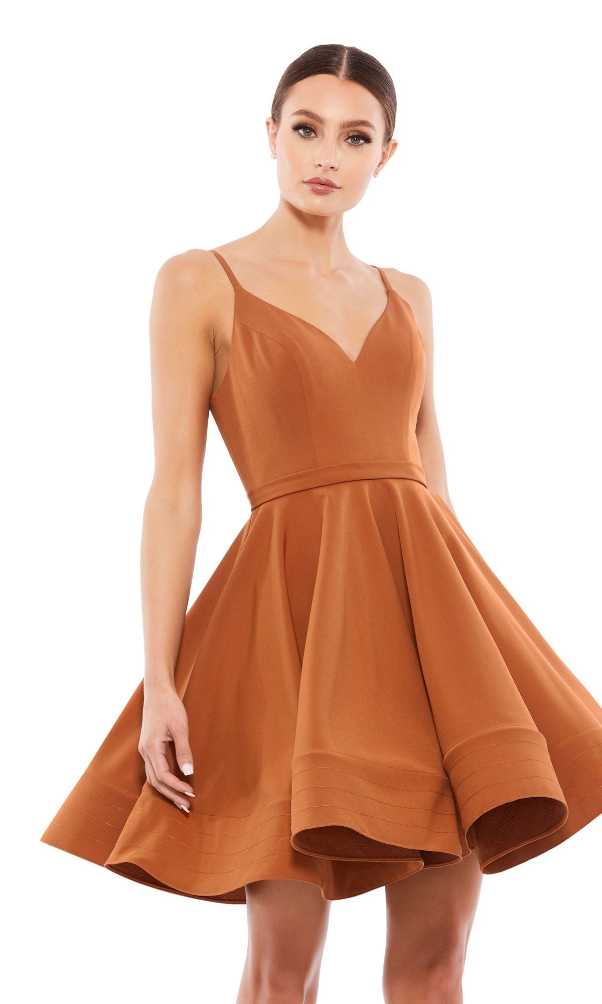 Short Caramel Homecoming Party Dress 48775