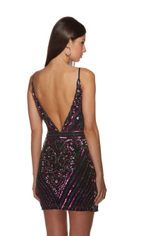 Alyce Scallop V-Neck Short Sequin Hoco Dress 4883