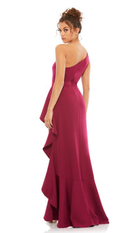 Berry Red High-Low Ruffle Formal Dress 49089