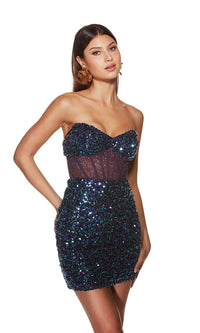 Alyce Strapless Short Sequin Homecoming Dress 4908