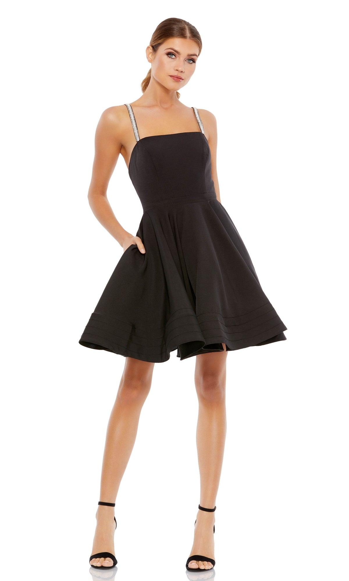 A Line Off the Shoulder Black Homecoming Dresses Chic Little Black Dress  ARD1730