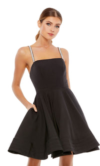 Fancy Short Black A-Line Party Dress - PromGirl