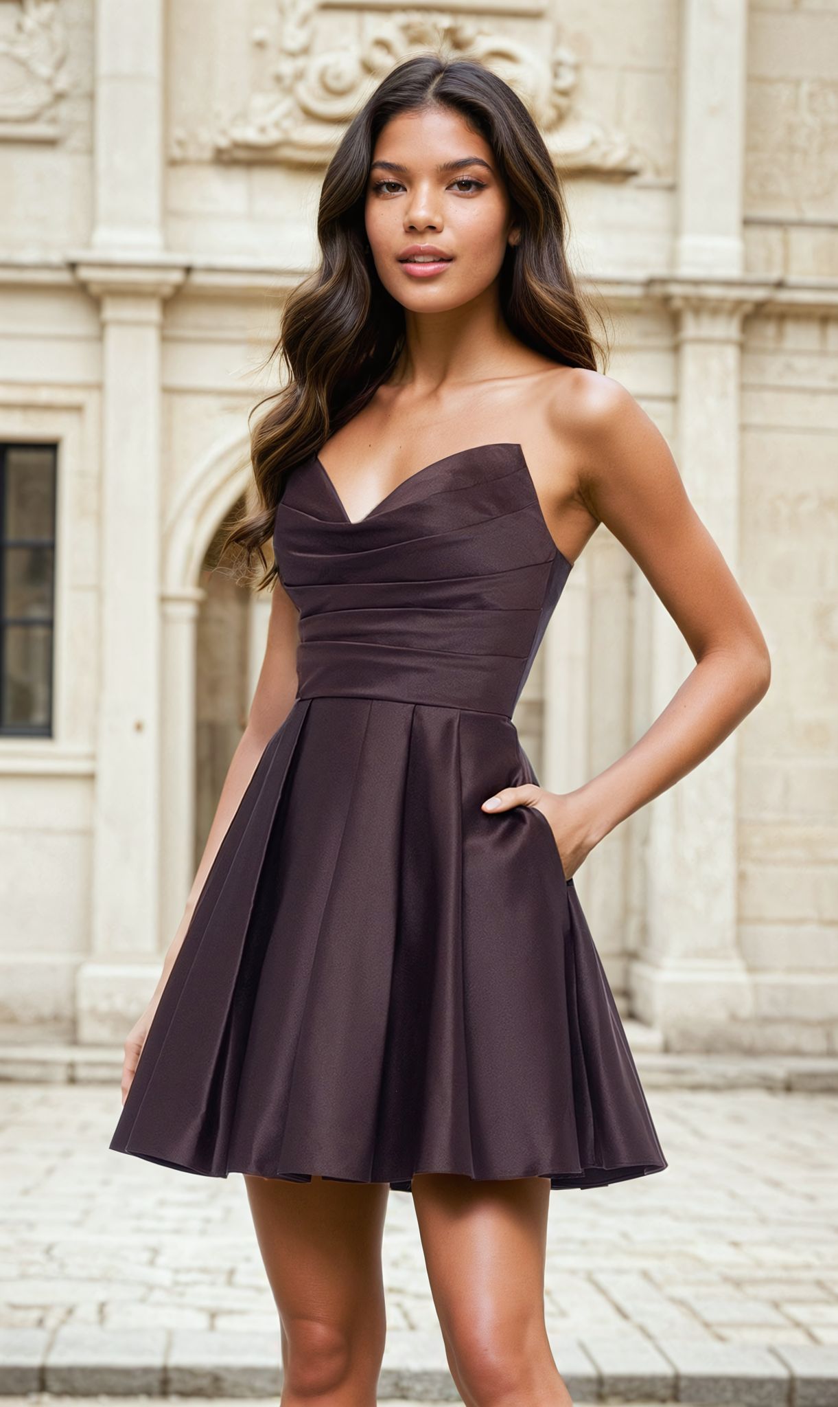 Short Strapless Sweetheart Hoco Dress 4914BN