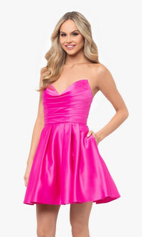 Short Strapless Sweetheart Hoco Dress 4914BN