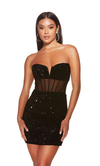 Alyce Strapless Short Sequin Homecoming Dress 4934