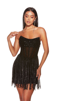 Alyce Strapless Short Fringe Cocktail Dress 4941