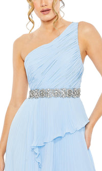 One-Shoulder White High-Low Formal Dress 49532