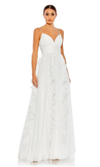 Ruffled Long White Formal Dress 49533