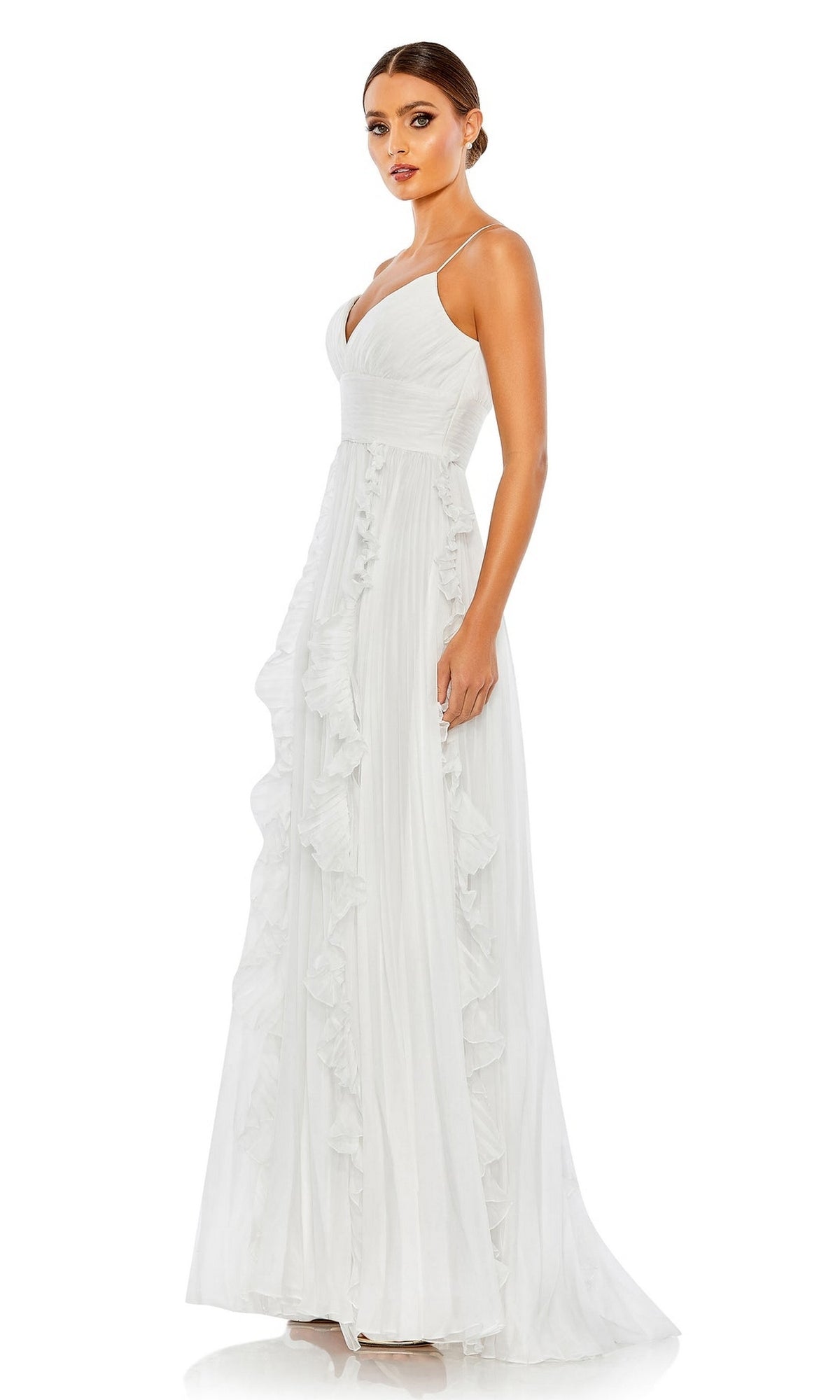 Ruffled Long White Formal Dress 49533