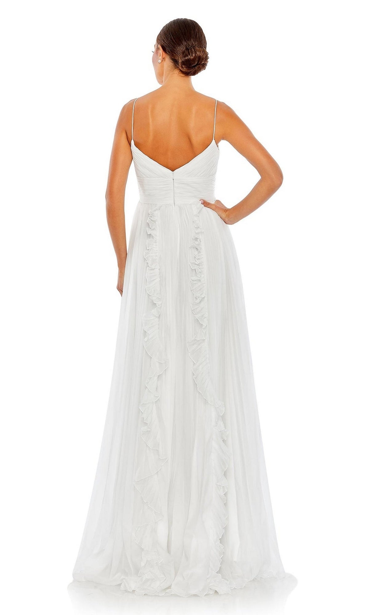 Ruffled Long White Formal Dress 49533