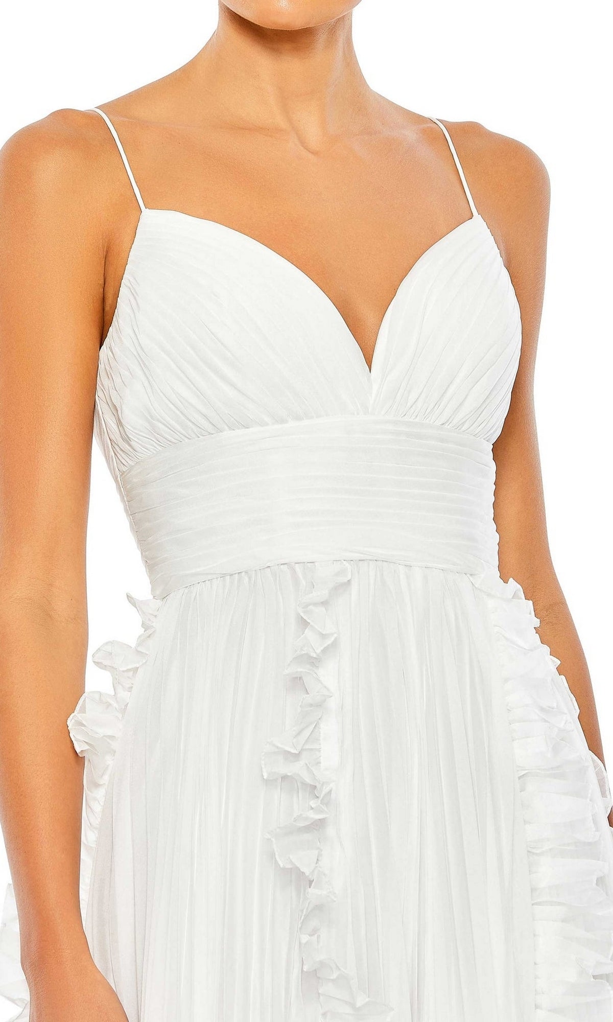 Ruffled Long White Formal Dress 49533