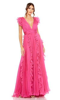 Mac Duggal Ruffle-Sleeve Long Formal Dress 49539