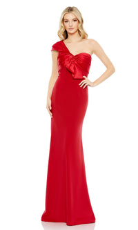 Mac Duggal One-Shoulder Long Bow Prom Dress 49547