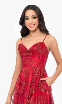 Short Red Glitter Homecoming Dress 4960BN