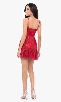 Short Red Glitter Homecoming Dress 4960BN