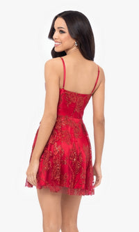 Short Red Glitter Homecoming Dress 4960BN