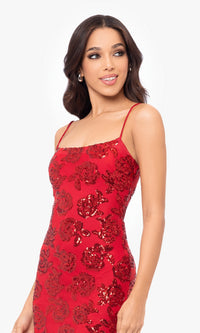 Cut-Out Short Red Glitter Hoco Dress 4971BN