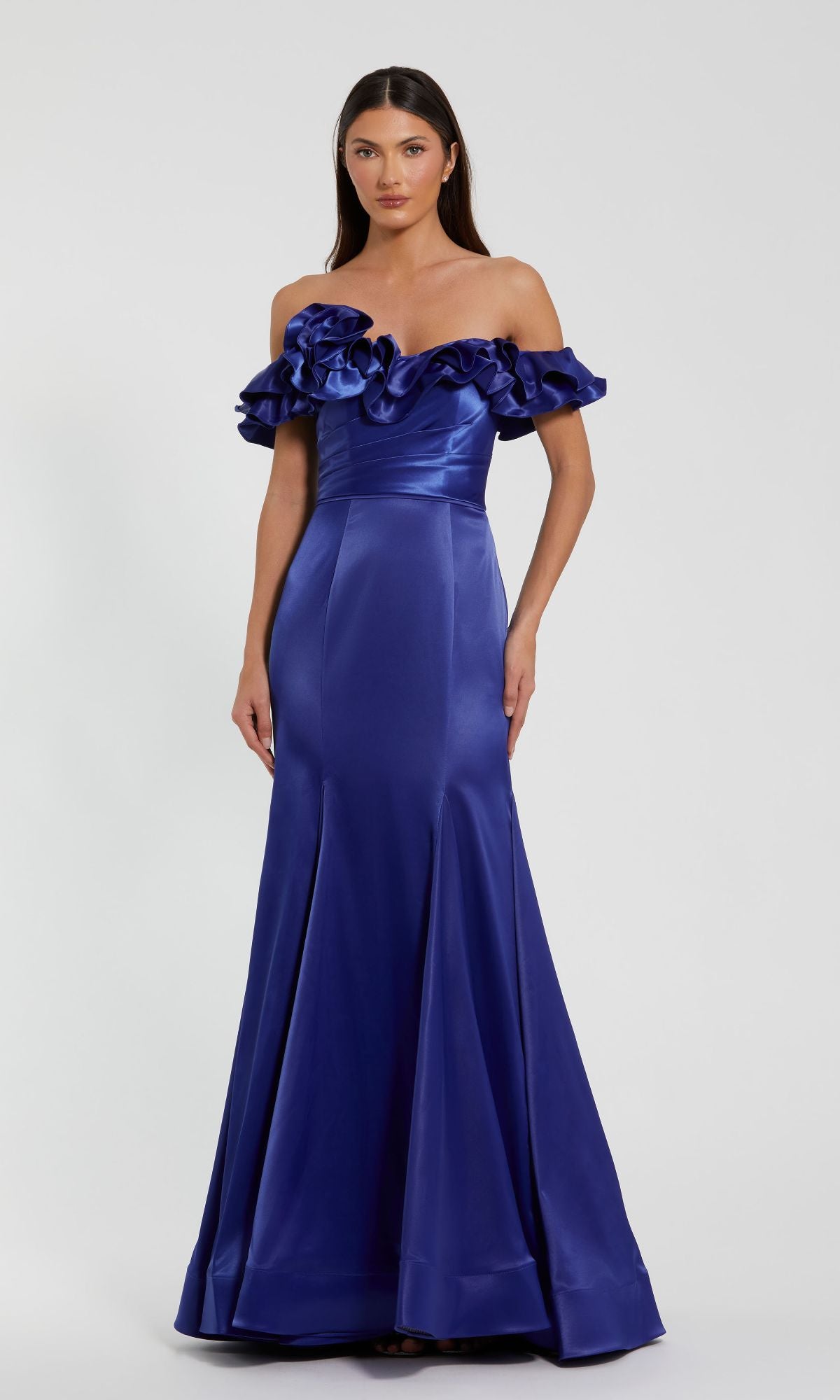 Ruffled Long Satin Prom Dress: Mac Duggal 49834