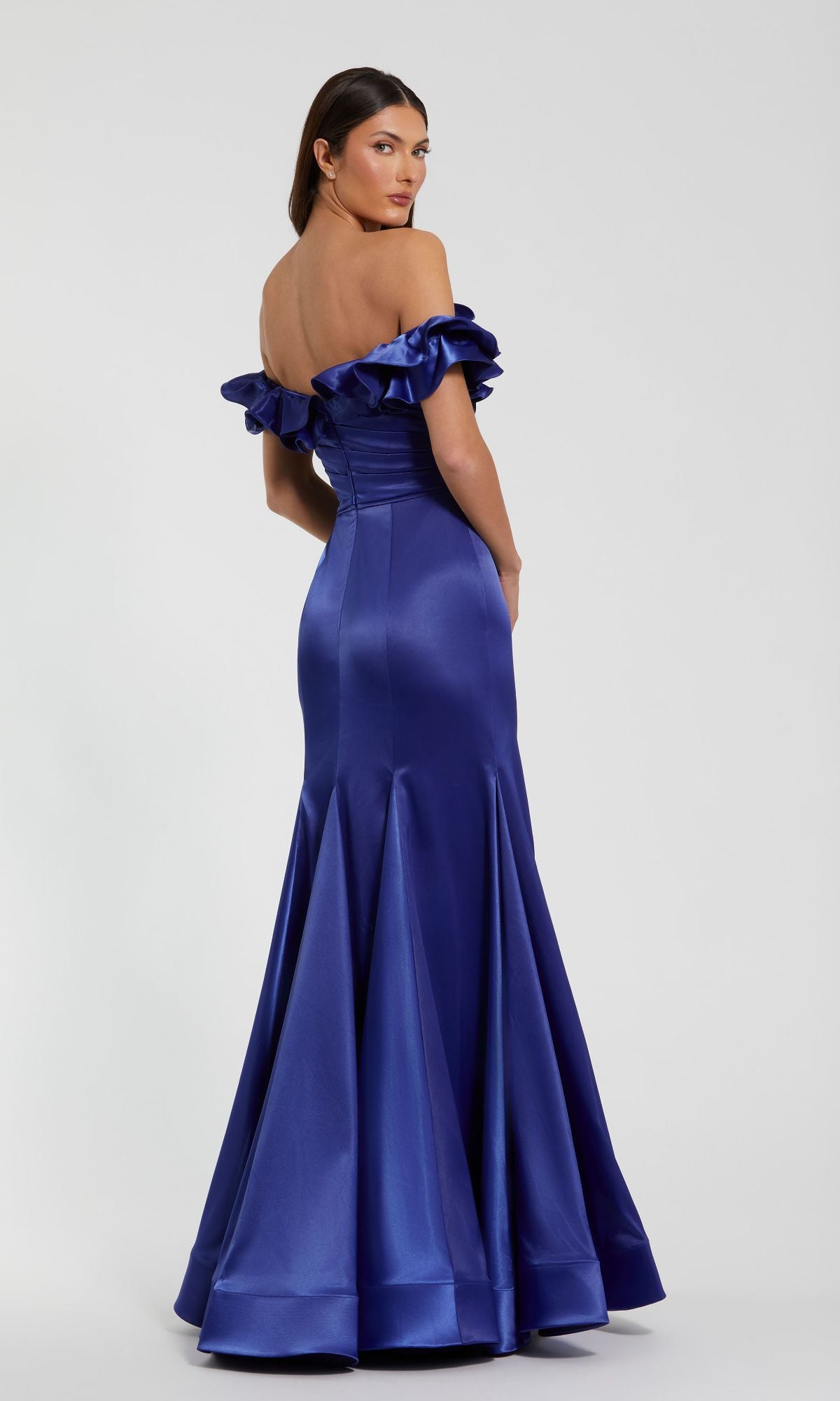 Ruffled Long Satin Prom Dress: Mac Duggal 49834