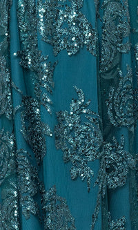 Cut-Out Short Teal Glitter-Print Hoco Dress 4997BN