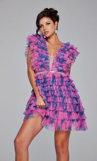 Jovani Ruffled Short Print Homecoming Dress 50069