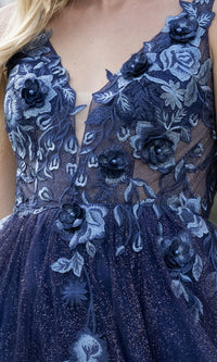 Navy Blue Glitter Ombre Long Prom Dress 5015