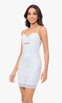 Cut-Out Short White Sequin Homecoming Dress 5038BN