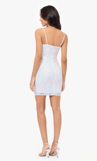 Cut-Out Short White Sequin Homecoming Dress 5038BN