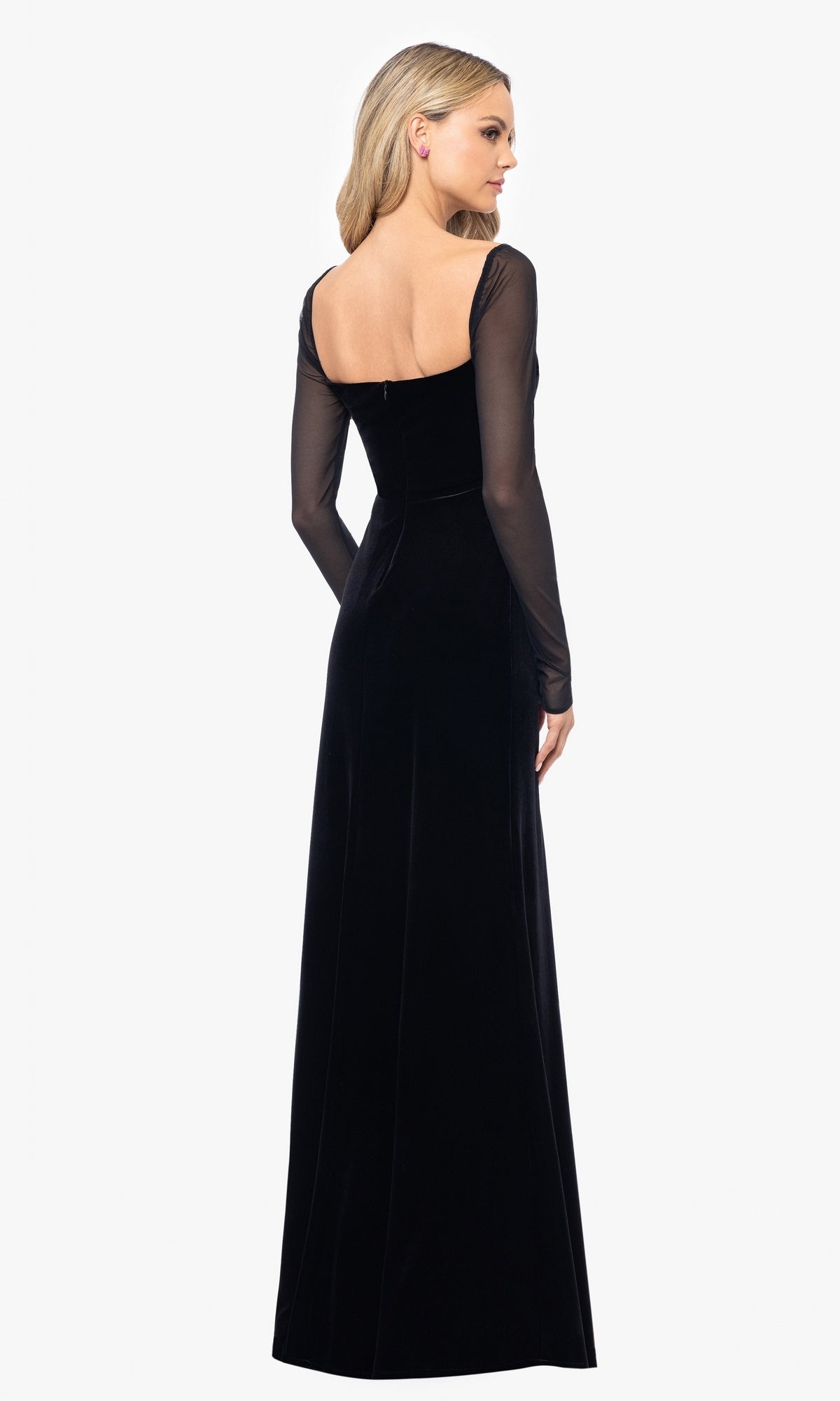 Long Black Velvet Formal Dress: Blondie Nites 5040BN