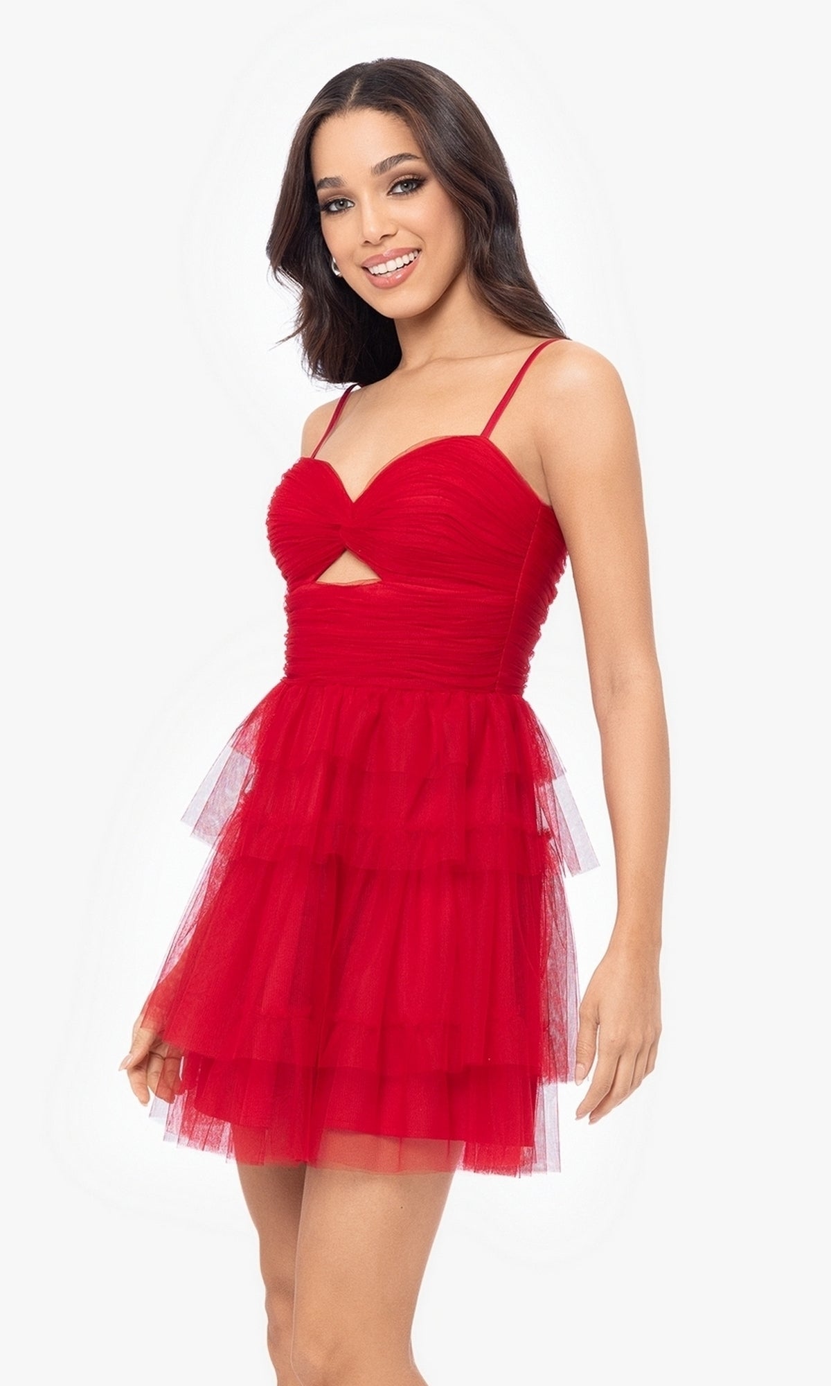 Cut-Out Short Ruffled Homecoming Dress 5098BN