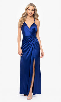 Long Stretch Satin Prom Dress: Blondie Nites 5119N