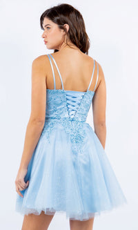 Corset-Back Short Glitter Homecoming Dress 5125J