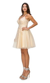 Corset-Back Short Glitter Homecoming Dress 5125J