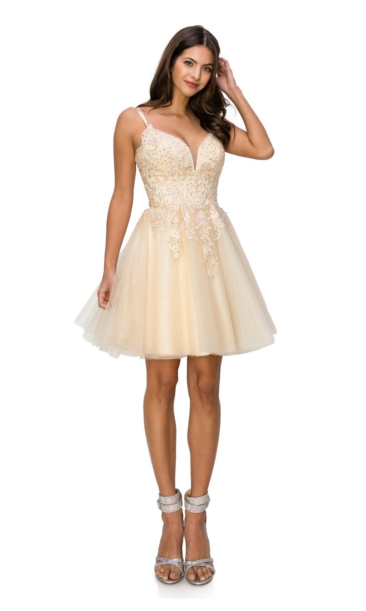 Corset-Back Short Glitter Homecoming Dress 5125J