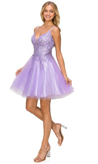 Corset-Back Short Glitter Homecoming Dress 5125J