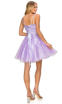 Corset-Back Short Glitter Homecoming Dress 5125J