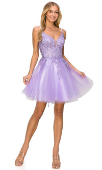 Corset-Back Short Glitter Homecoming Dress 5125J