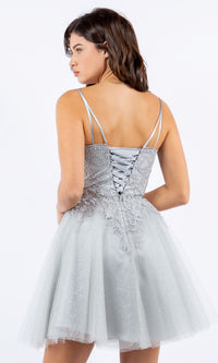 Corset-Back Short Glitter Homecoming Dress 5125J